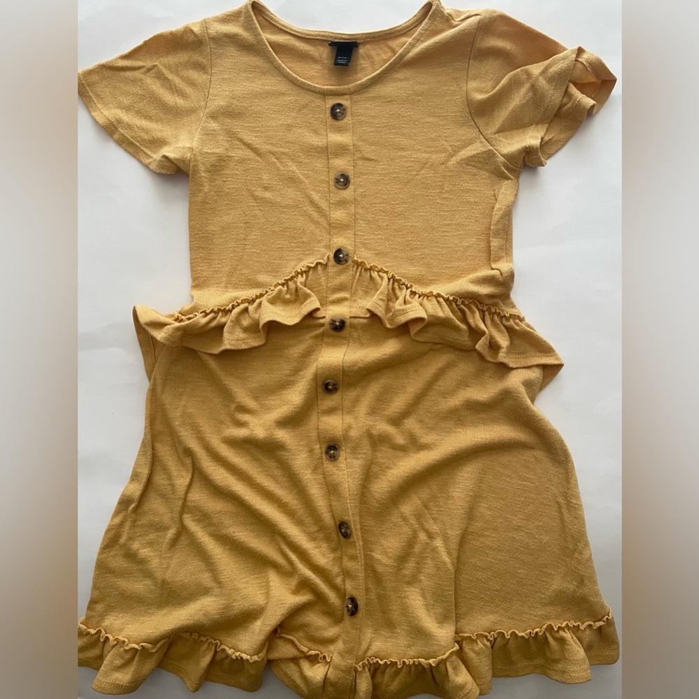 Art Class Mustard Button-Down Kids Dress